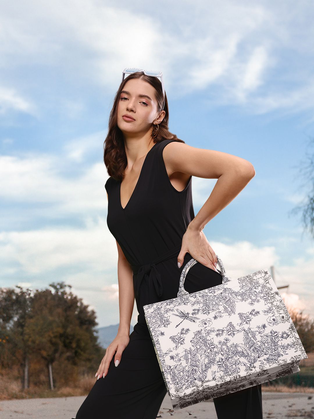 Lino Perros Floral Printed Structured Laptop Bag