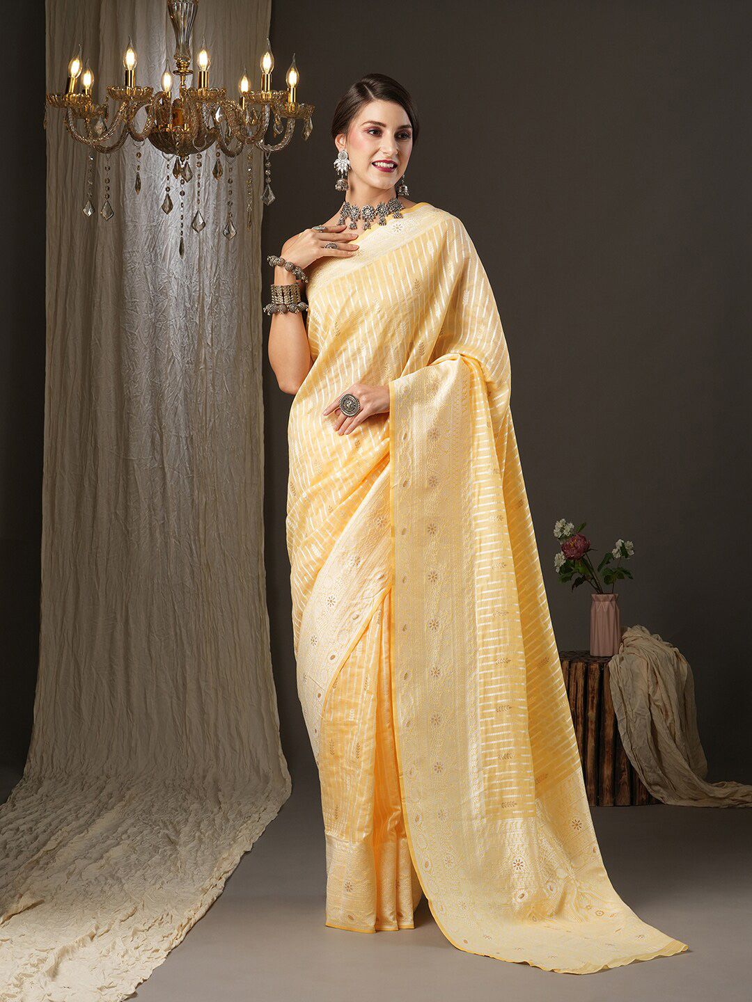 Saree mall Ethnic Motifs Woven Design Zari Festive Sarees