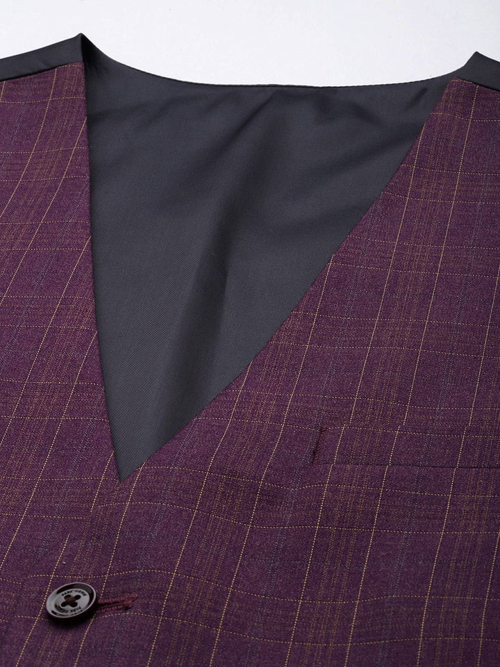 Park Avenue Super Slim Fit Checked Notched Lapel Single-Breasted Formal 3 Piece Suits