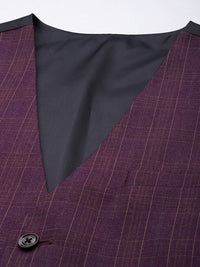 Park Avenue Super Slim Fit Checked Notched Lapel Single-Breasted Formal 3 Piece Suits