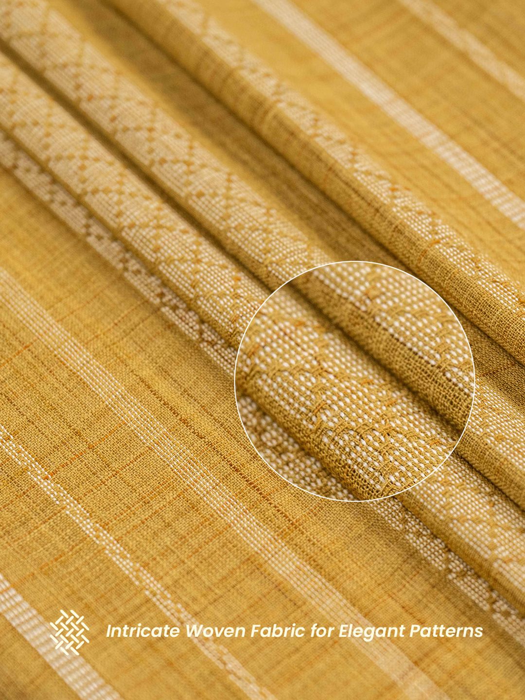 URBAN SPACE Mustard 2 Pieces Striped Sheer Window Curtains