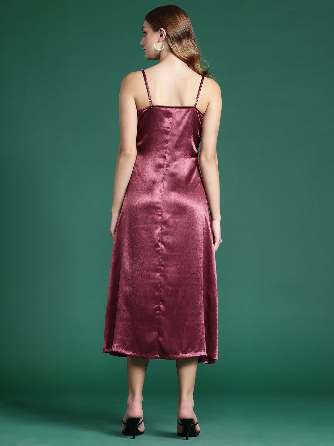 DressBerry Satin A-Line Midi Dress