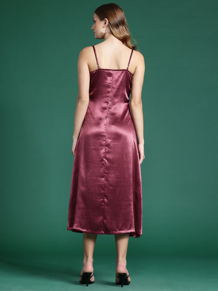 DressBerry Satin A-Line Midi Dress