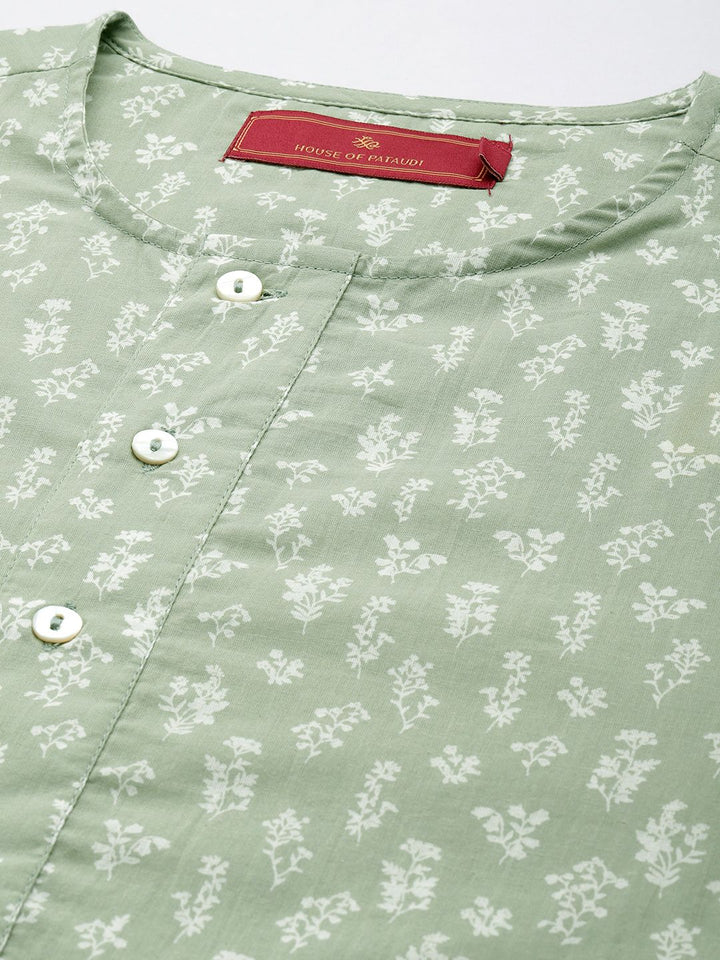 House of Pataudi Floral Printed Regular Jashn Kurta With Trousers