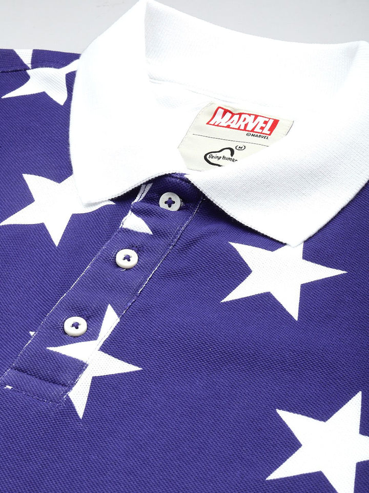 Being Human Pure Cotton Captain America Printed Polo Collar T-shirt