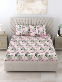 BOMBAY DYEING Epigram Grey Printed Pure Cotton 120 TC Queen Bedsheet Set 2.24 m X 2.54 m