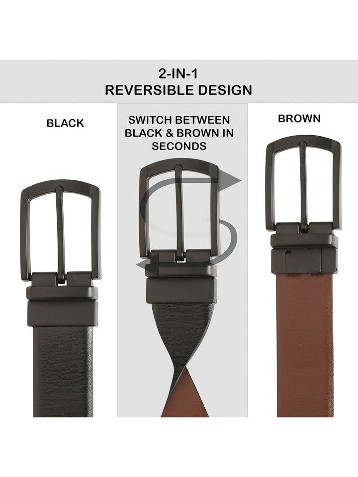 Teakwood Leathers Men Textured Leather Reversible Formal Belt