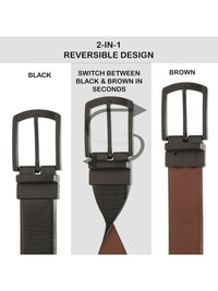 Teakwood Leathers Men Textured Leather Reversible Formal Belt