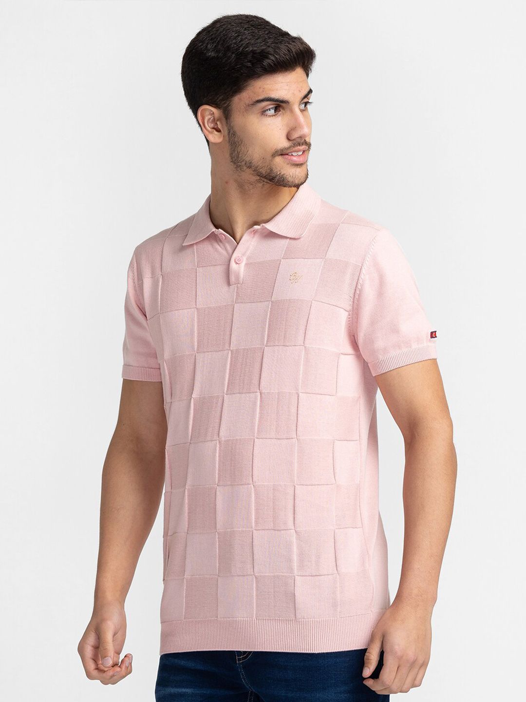 Being Human Checked Regular Fit Polo Collar T-shirt