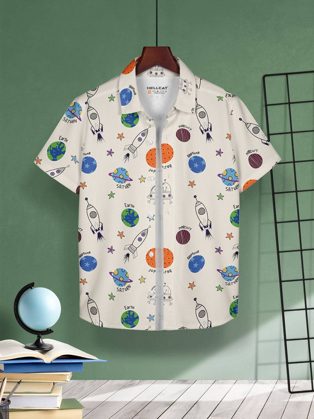 HELLCAT Boys Pack of 2 Spread Collar Cotton Regular Fit Shirt