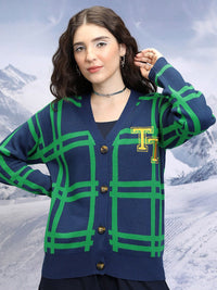 Tokyo Talkies Checked V-Neck Cardigan