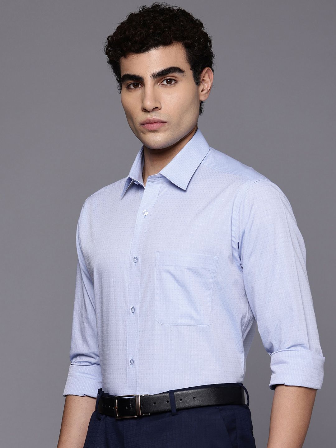 Raymond Slim Fit Textured Pure Cotton Formal Shirt