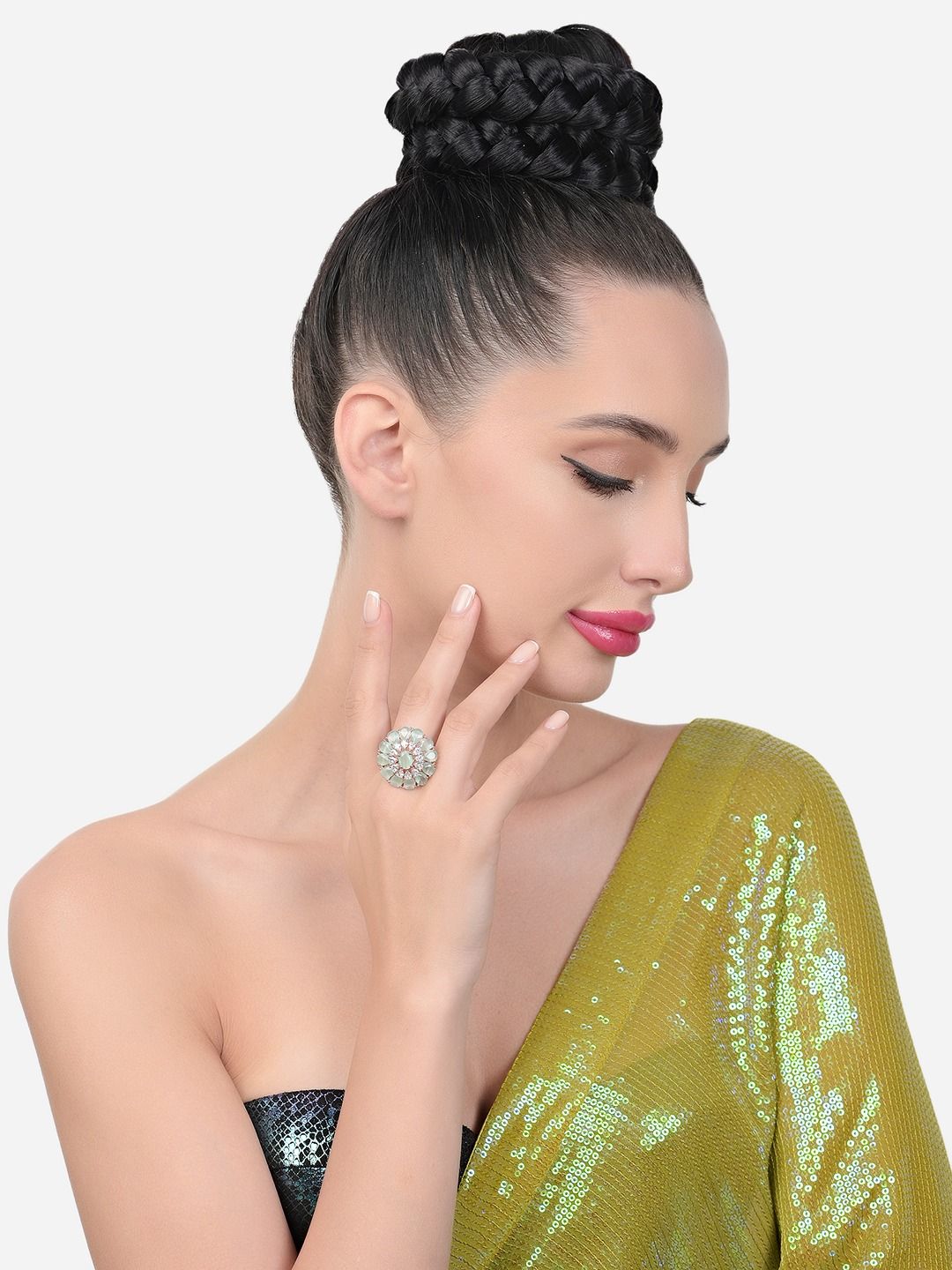 Zaveri Pearls Rose Gold-Plated CZ-Studded Adjustable Finger Rings