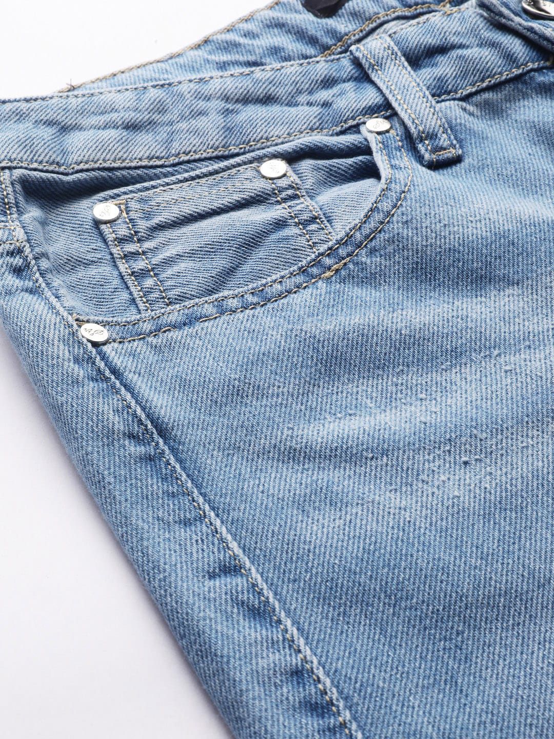 STREET 9 Women Blue Flared Mid-Rise Slash Knee Stretchable Jeans