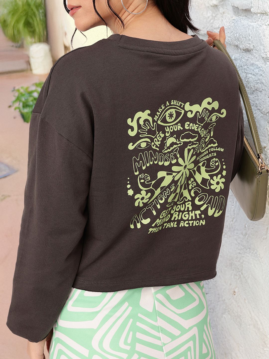 DressBerry Style Printed Cotton Terry Relaxed Fit Sweatshirts