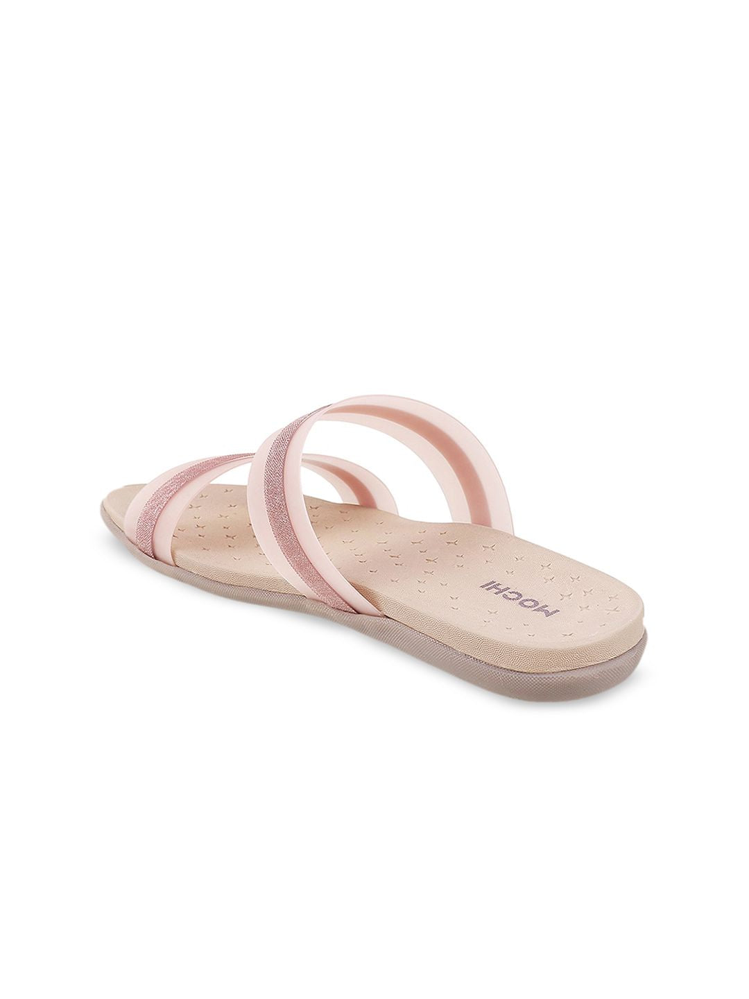 Mochi Women Peach-Coloured Striped Flats