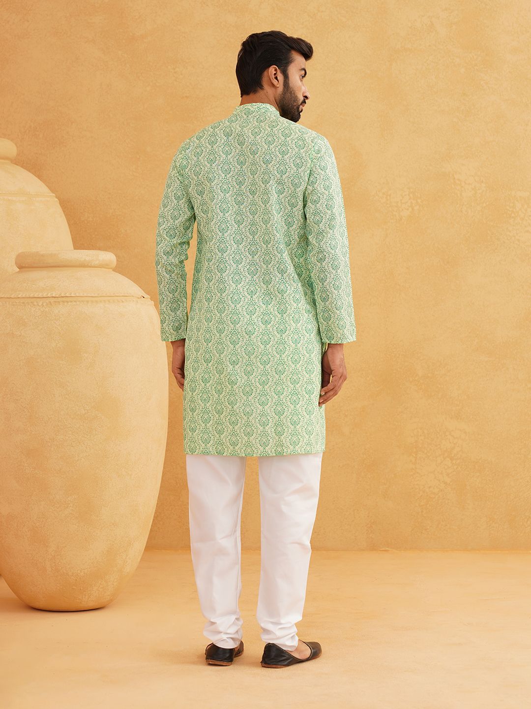 SOJANYA Ethnic Motifs Printed Band Collar Straight Kurta With Churidar