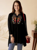 Anouk Floral Embroidered Mandarin Collar Thread Work Short Kurti
