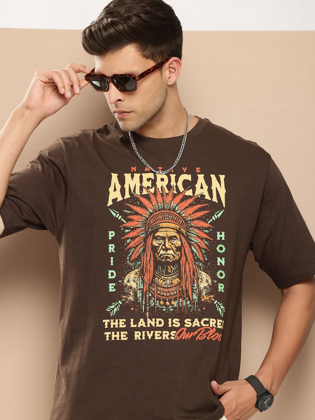 Difference of Opinion Men Printed Pure Cotton Oversized T-shirt