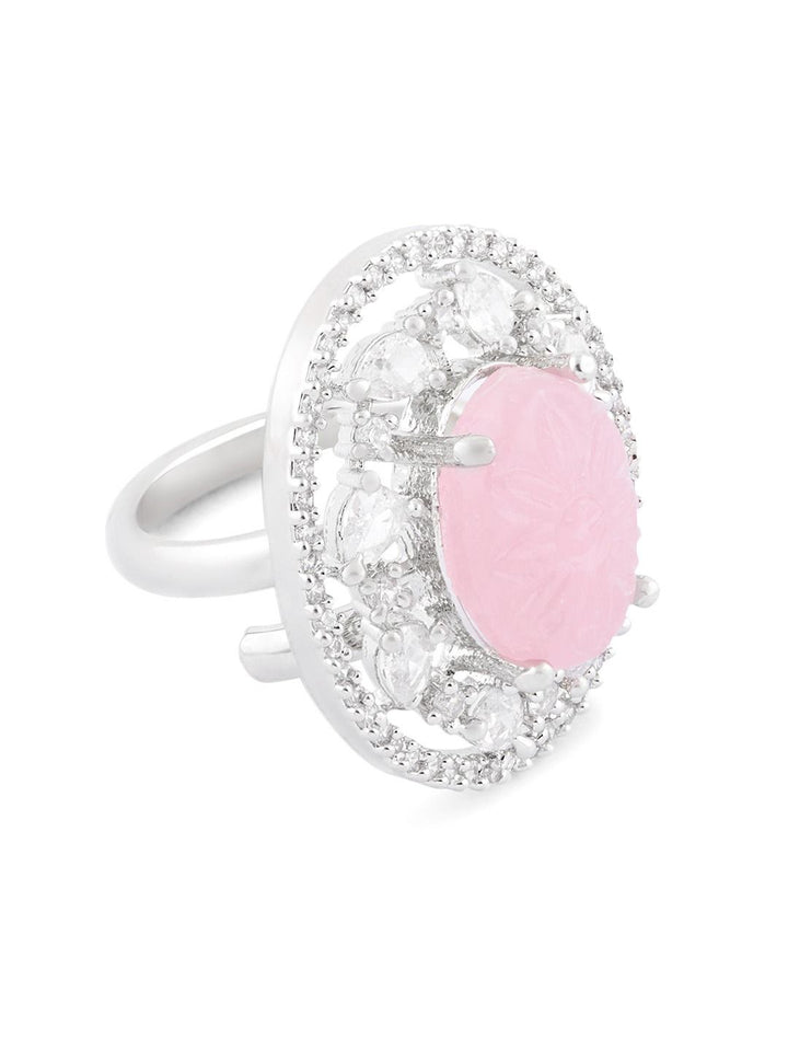 Cincin Jari Boleh Laras Mutiara Zaveri Bersalut Perak CZ