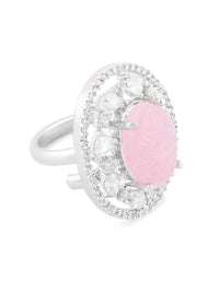 Cincin Jari Boleh Laras Mutiara Zaveri Bersalut Perak CZ
