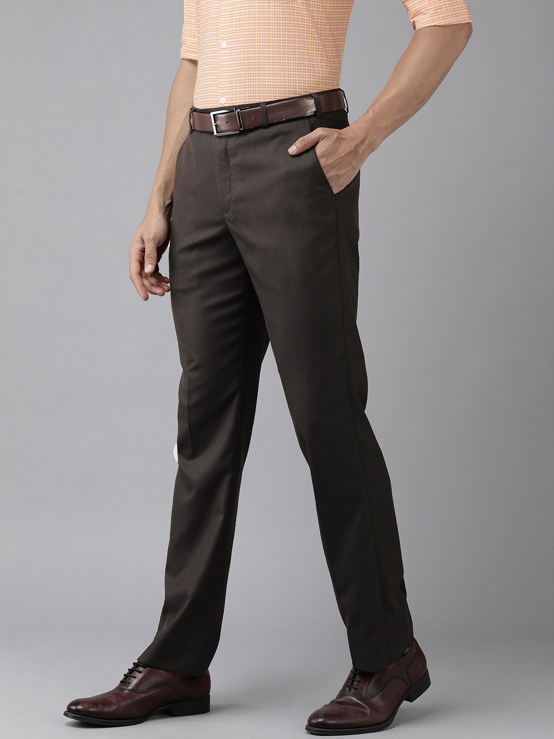 Park Avenue Men Textured Smart Fit Mid-Rise Formal Trousers