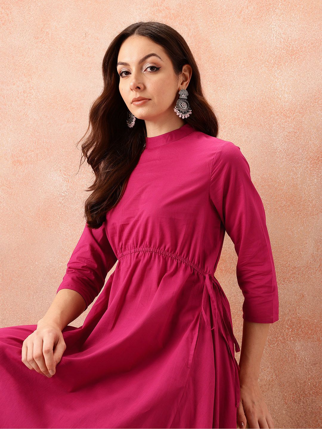 all about you Empire Pure Cotton Tie-Up Detailed Kurta with Trousers