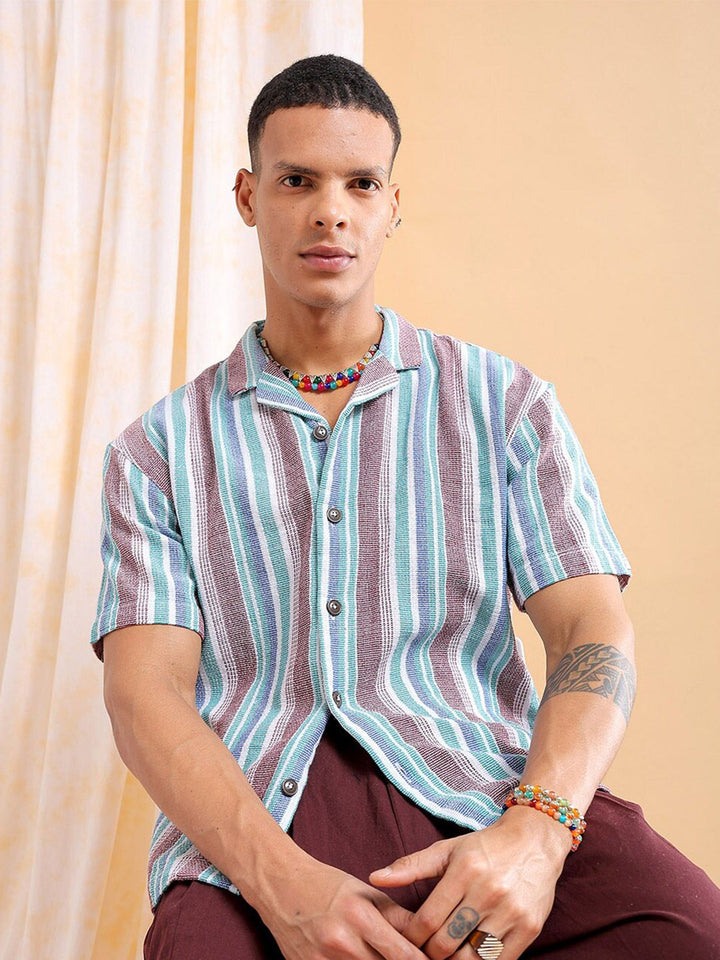 The Indian Garage Co Men Relaxed Fit Striped Resortwear Shirt
