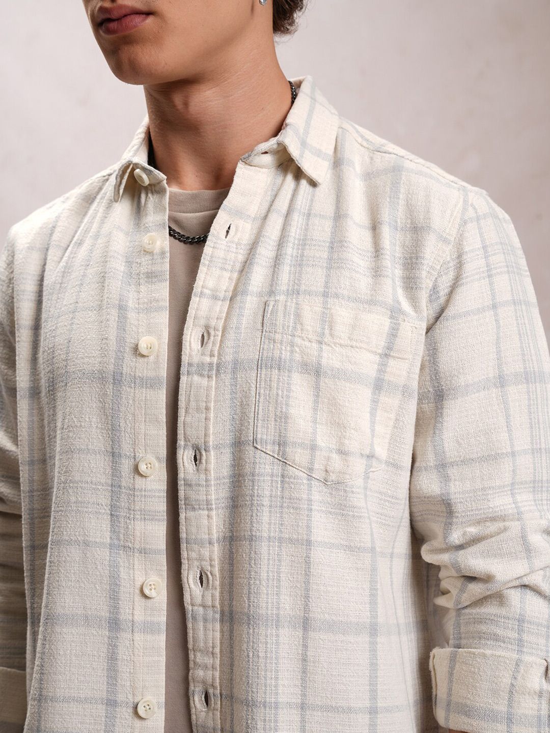 LOCOMOTIVE Premium Tartan Checked Dobby Textured Cotton Shirt
