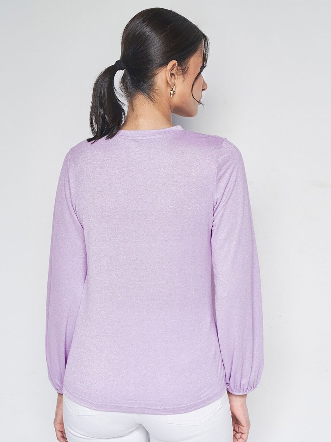 AND Boat Neck Cuffed Sleeves Top