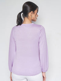 AND Boat Neck Cuffed Sleeves Top