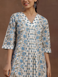 Libas Floral Print Flared Sleeve A-Line Midi Dress