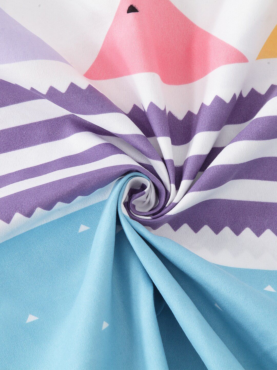 KLOTTHE Blue & White Geometric 210 TC Polycotton 2 Single Bedsheet with 2 Pillow Covers