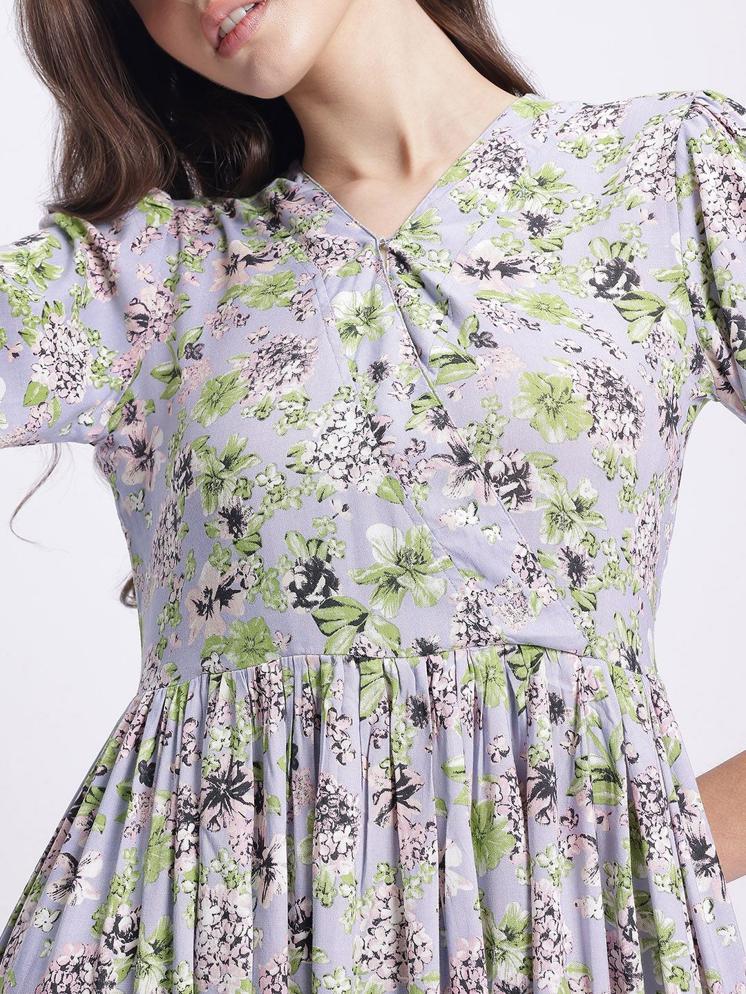 DressBerry Floral  Printed Slit Printed A-Line Dress