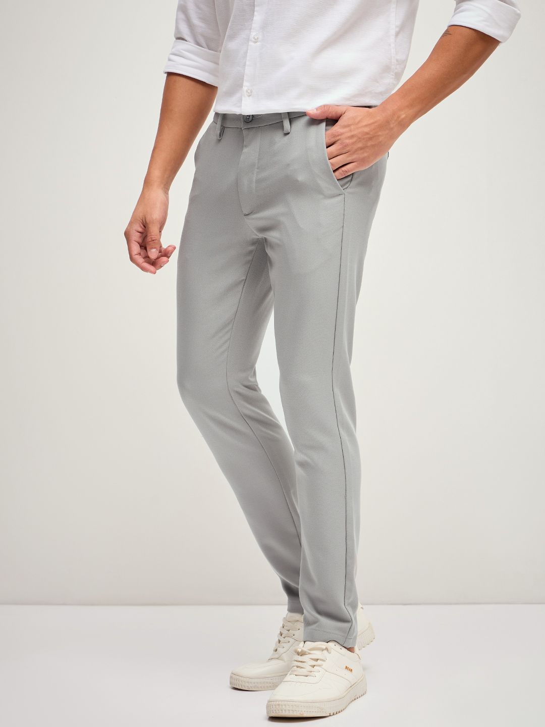 THE BEAR HOUSE Men Solid 4 Way Stretch Formal Trouser