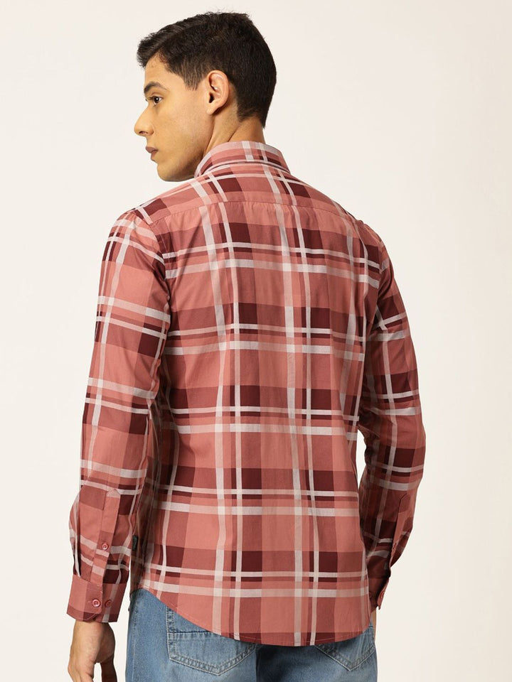 Thomas Scott Men Tartan Checks Button-Down Collar Casual Shirt