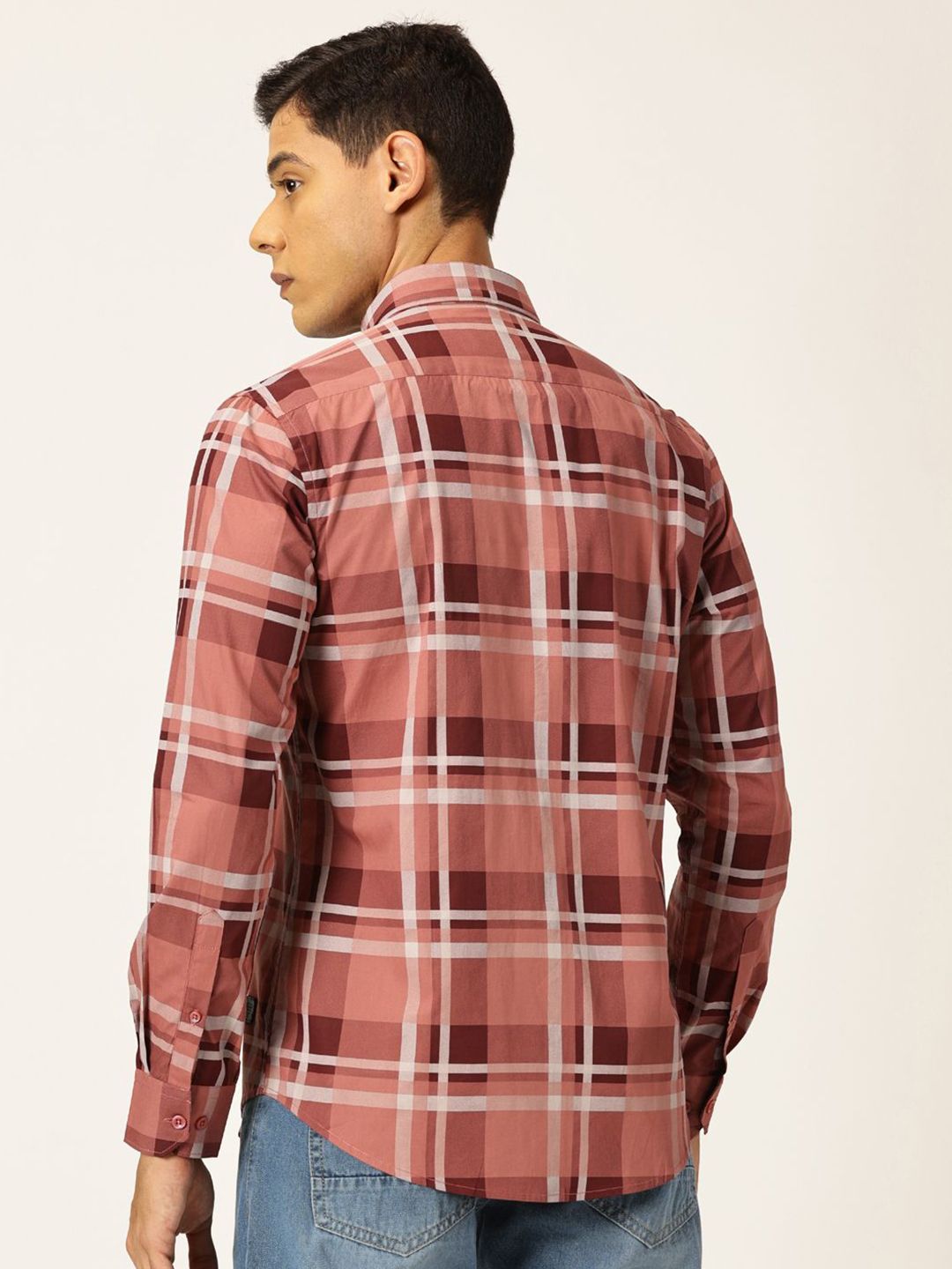 Thomas Scott Men Tartan Checks Button-Down Collar Casual Shirt