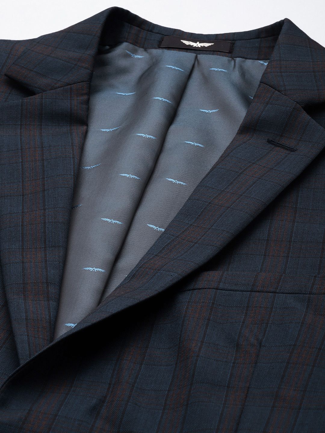 Park Avenue Super Slim Fit Checked Notched Lapel Single-Breasted Formal 2 Piece Suits