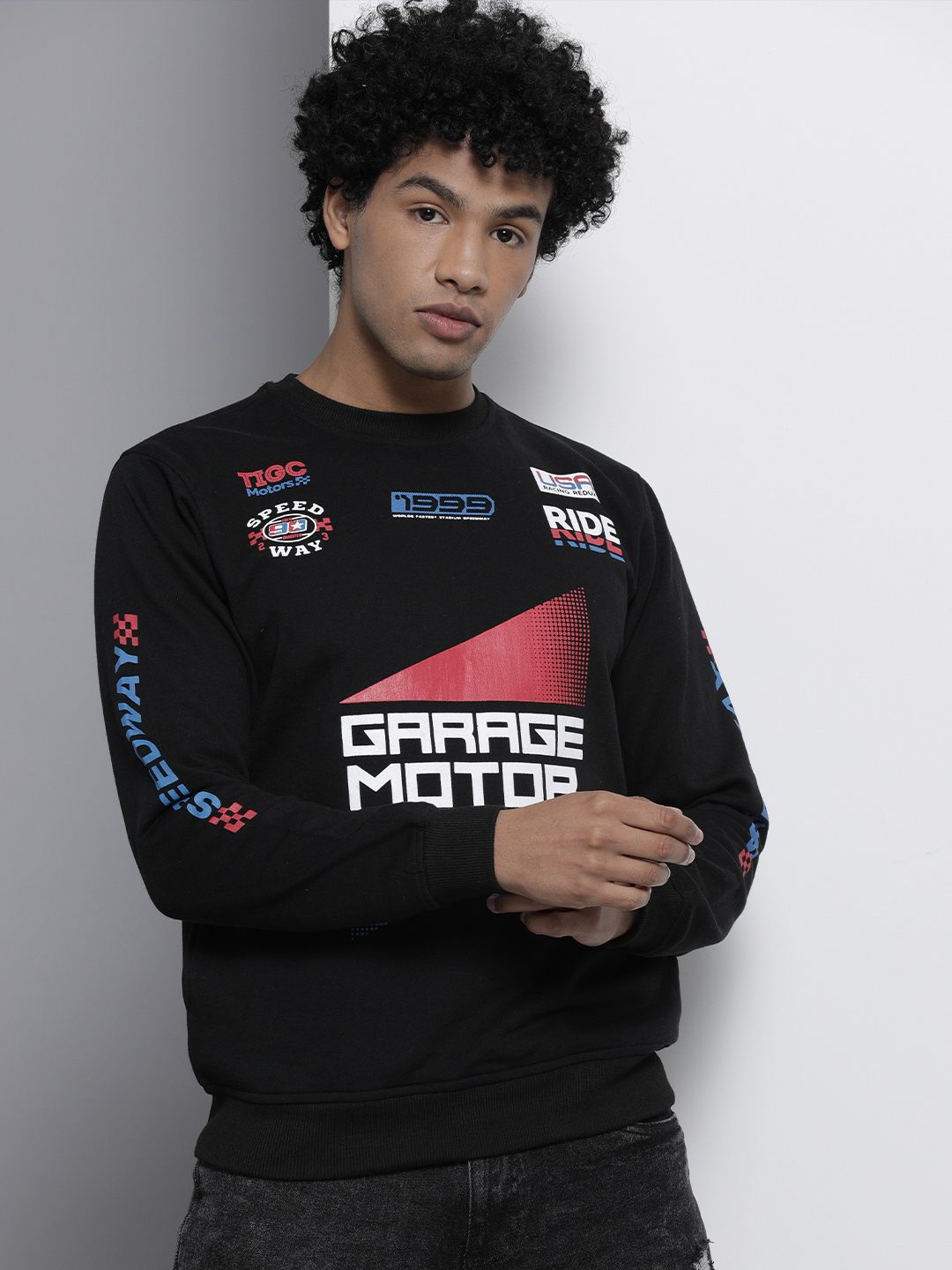 The Indian Garage Co Men Black Printed Sweatshirt
