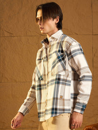 DENNISON Men Double Pocket Drop Shoulder Oversized Cotton Checked Shacket