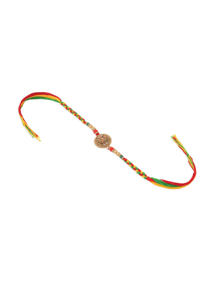 Set Uniseks NVR 2 Rakhi Bunga Batu Tiruan Berbilang Warna Dengan Roli Chawal