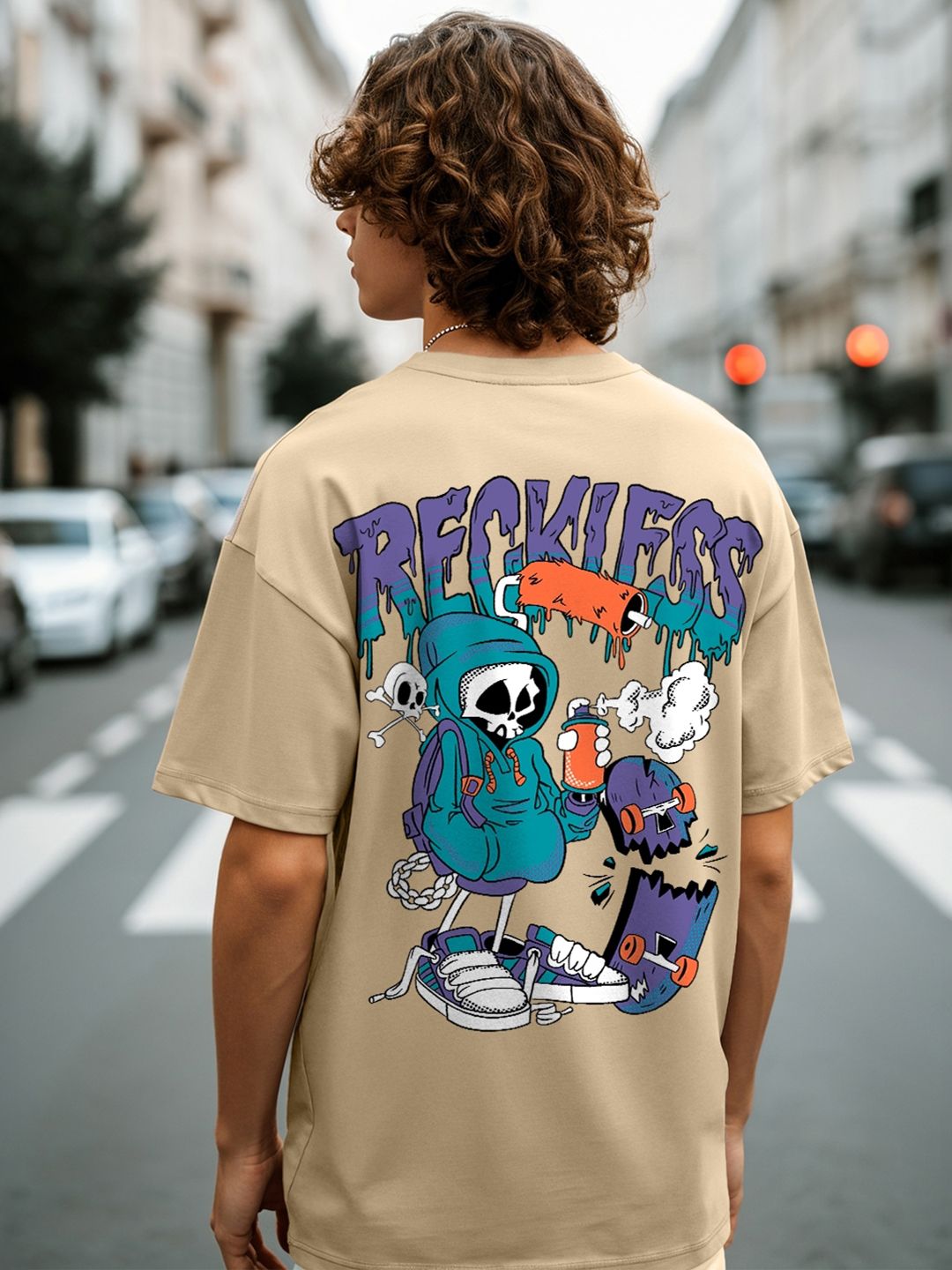 Bewakoof Typography Printed Drop-Shoulder Cotton Oversized T-shirt