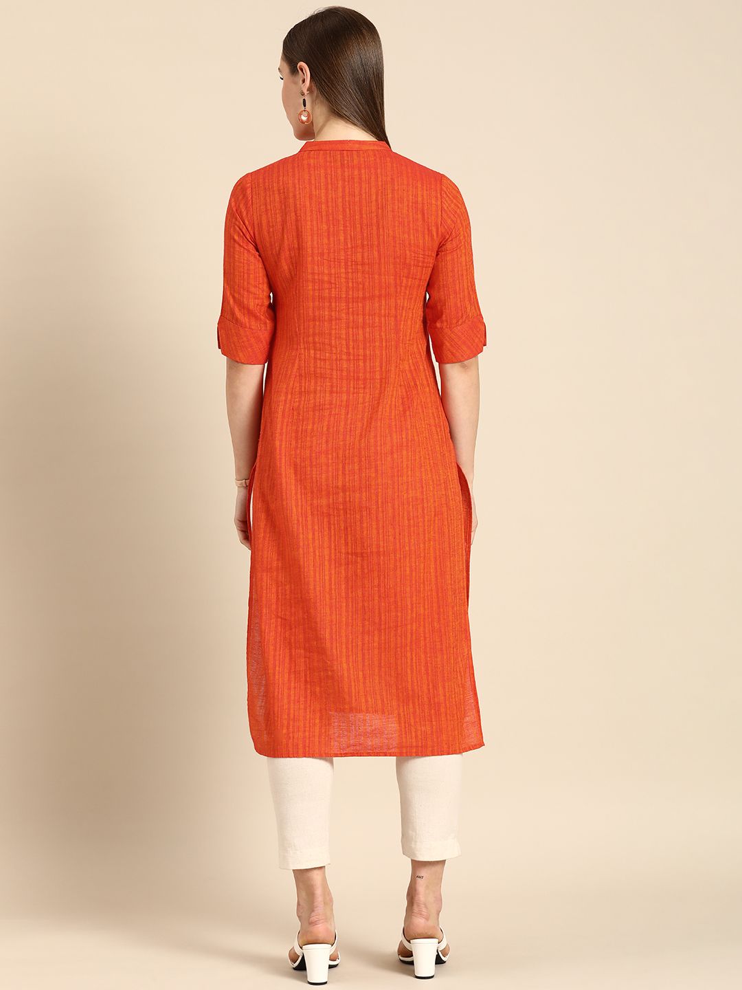 Anouk Women Mandarin Collar Straight Kurta