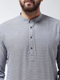 SOJANYA Men Grey Checked Straight Kurta