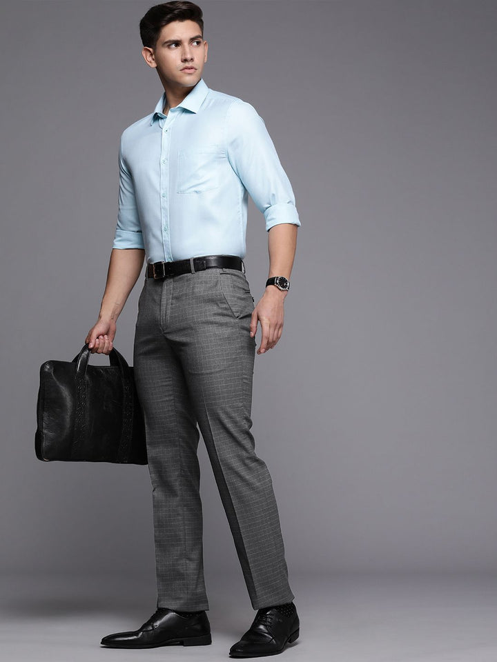 Raymond Men Checked Slim Fit Trousers