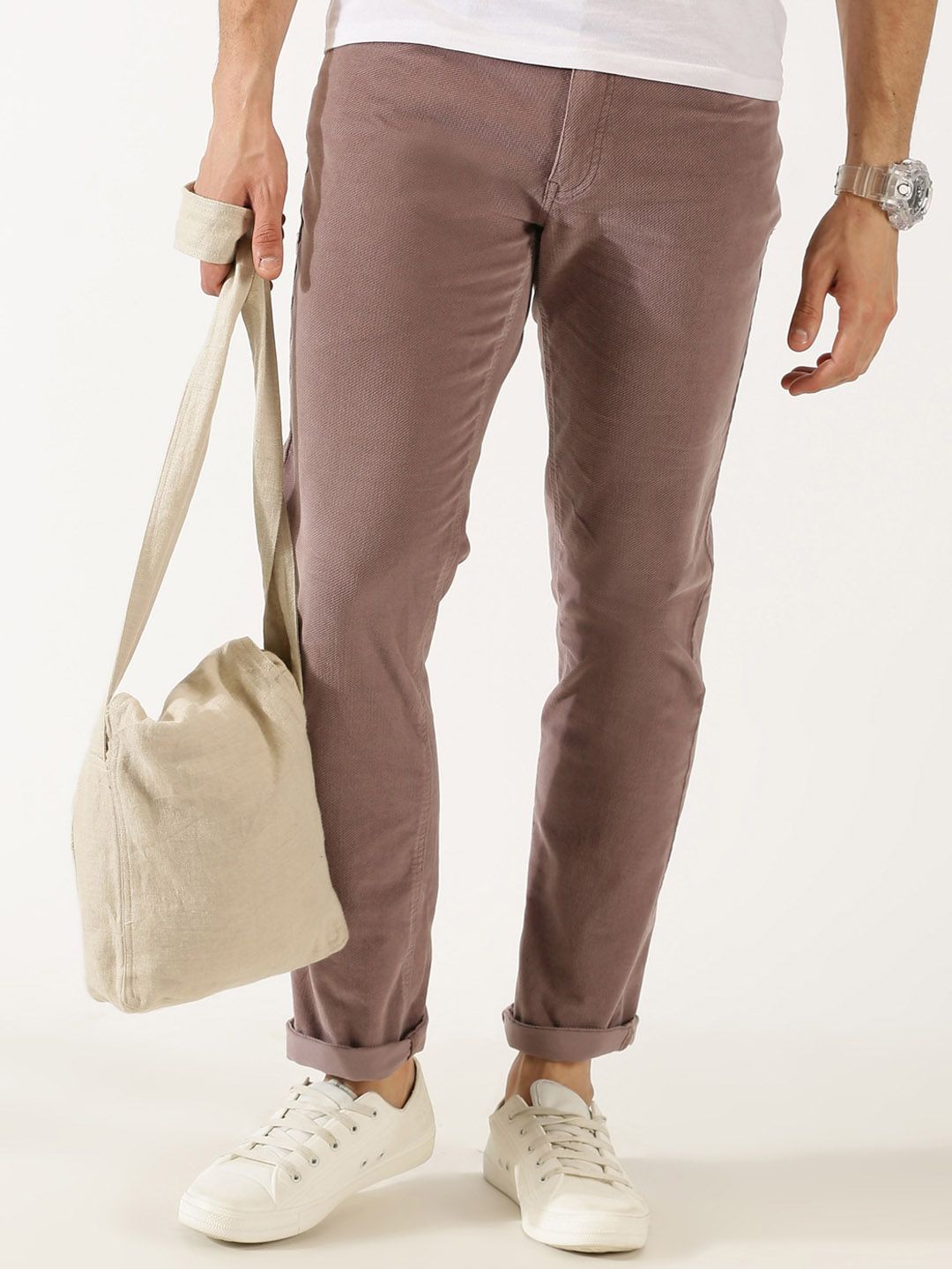 Thomas Scott Men Regular Fit Corduroy Chinos Trousers