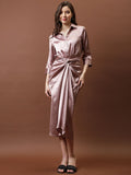 Athena Satin Shirt With Knotting Skirt