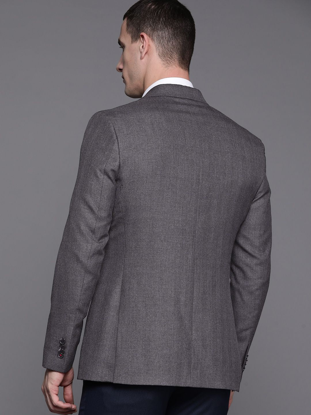 Raymond Self-Checked Slim Fit Single-Breasted Formal Blazer
