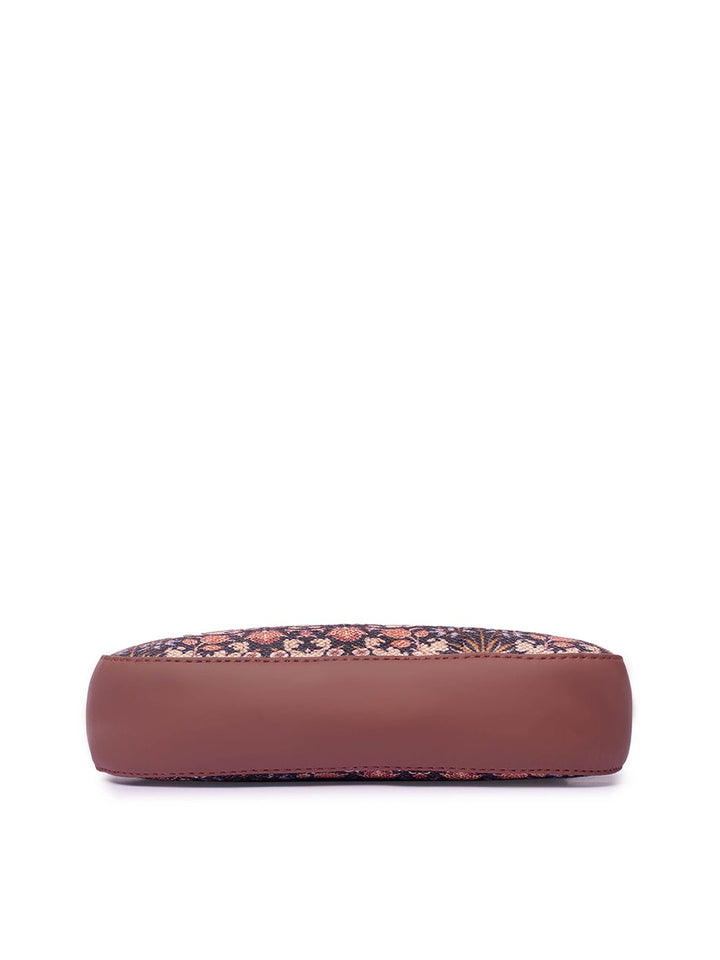 ZOUK Floral Printed Half Moon Shoulder Bag