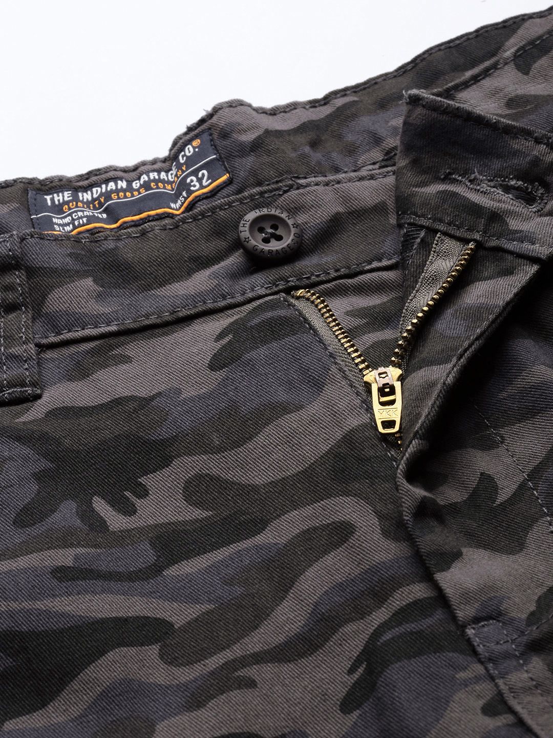 The Indian Garage Co Men Grey Printed Slim Fit Chino Shorts